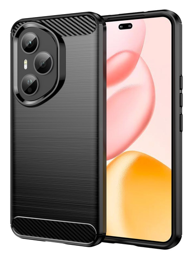 Honor 400 Pro Hoesje Geborsteld TPU Flexibele Back Cover Zwart afbeelding 1