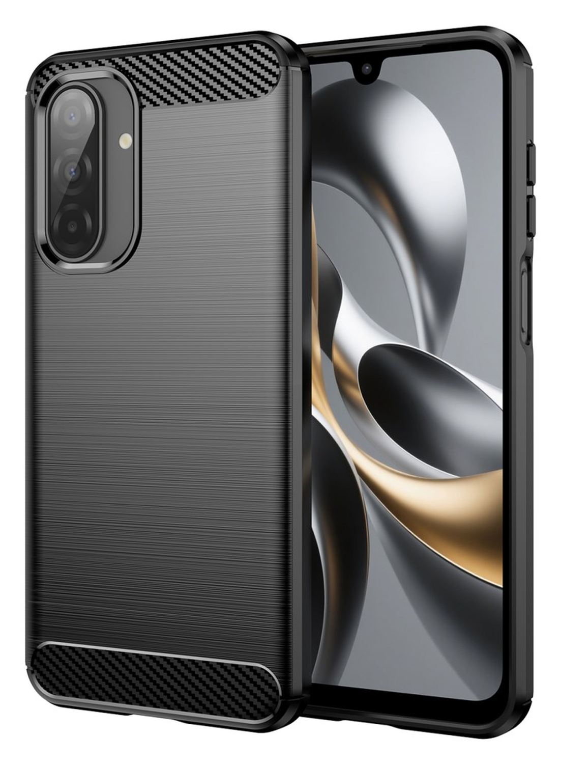 Samsung Galaxy A17 Hoesje Geborsteld TPU Flexibele Back Cover Zwart afbeelding 1