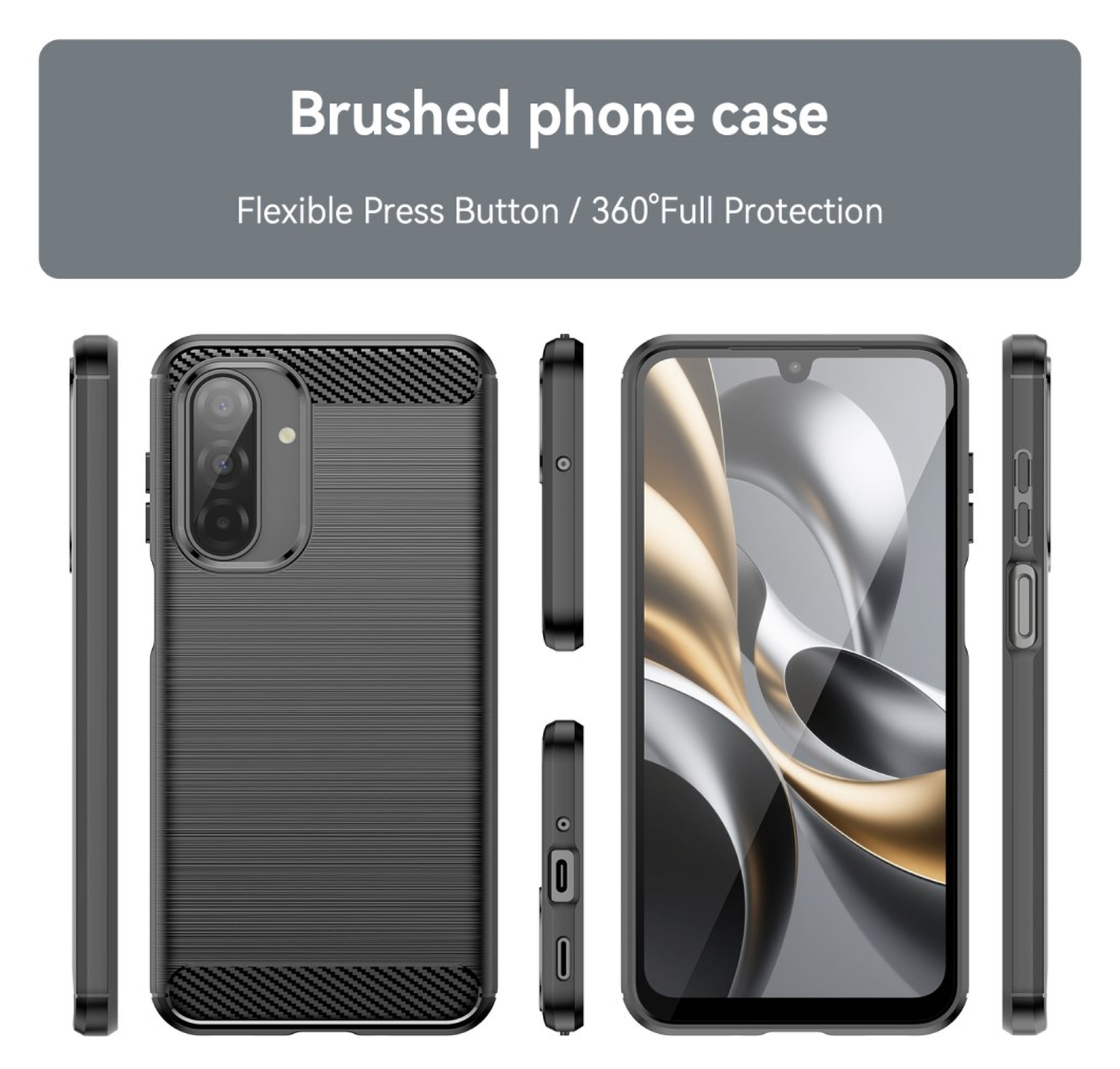 Samsung Galaxy A17 Hoesje Geborsteld TPU Flexibele Back Cover Zwart afbeelding 8