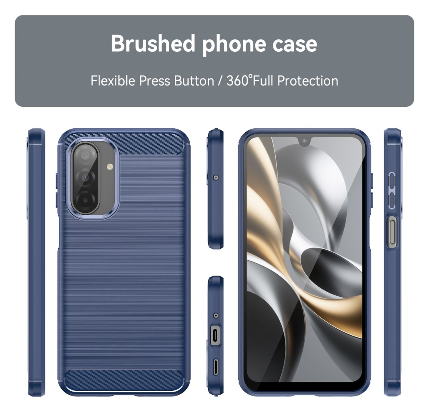 Samsung Galaxy A17 Hoesje Geborsteld TPU Flexibele Back Cover Blauw afbeelding 8
