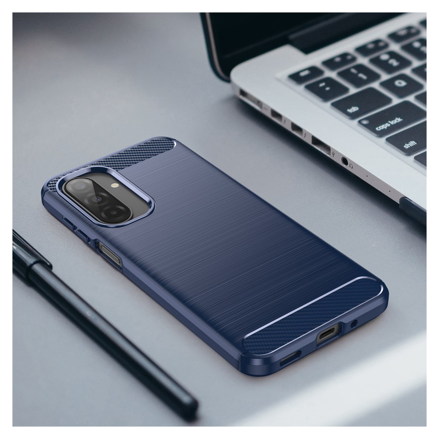 Samsung Galaxy A17 Hoesje Geborsteld TPU Flexibele Back Cover Blauw afbeelding 7