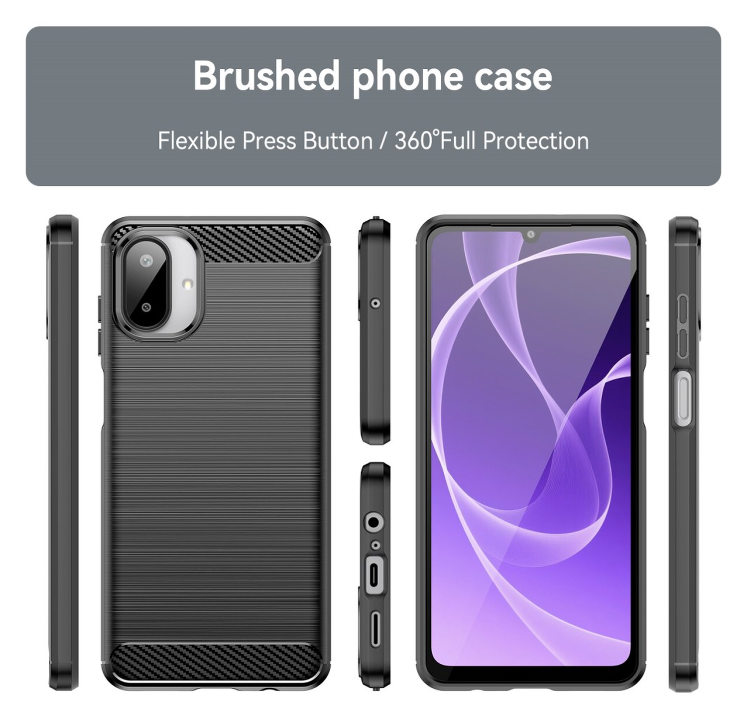 Samsung Galaxy A07 Hoesje Geborsteld TPU Flexibele Back Cover Zwart afbeelding 8