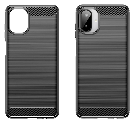 Samsung Galaxy A07 Hoesje Geborsteld TPU Flexibele Back Cover Zwart afbeelding 2