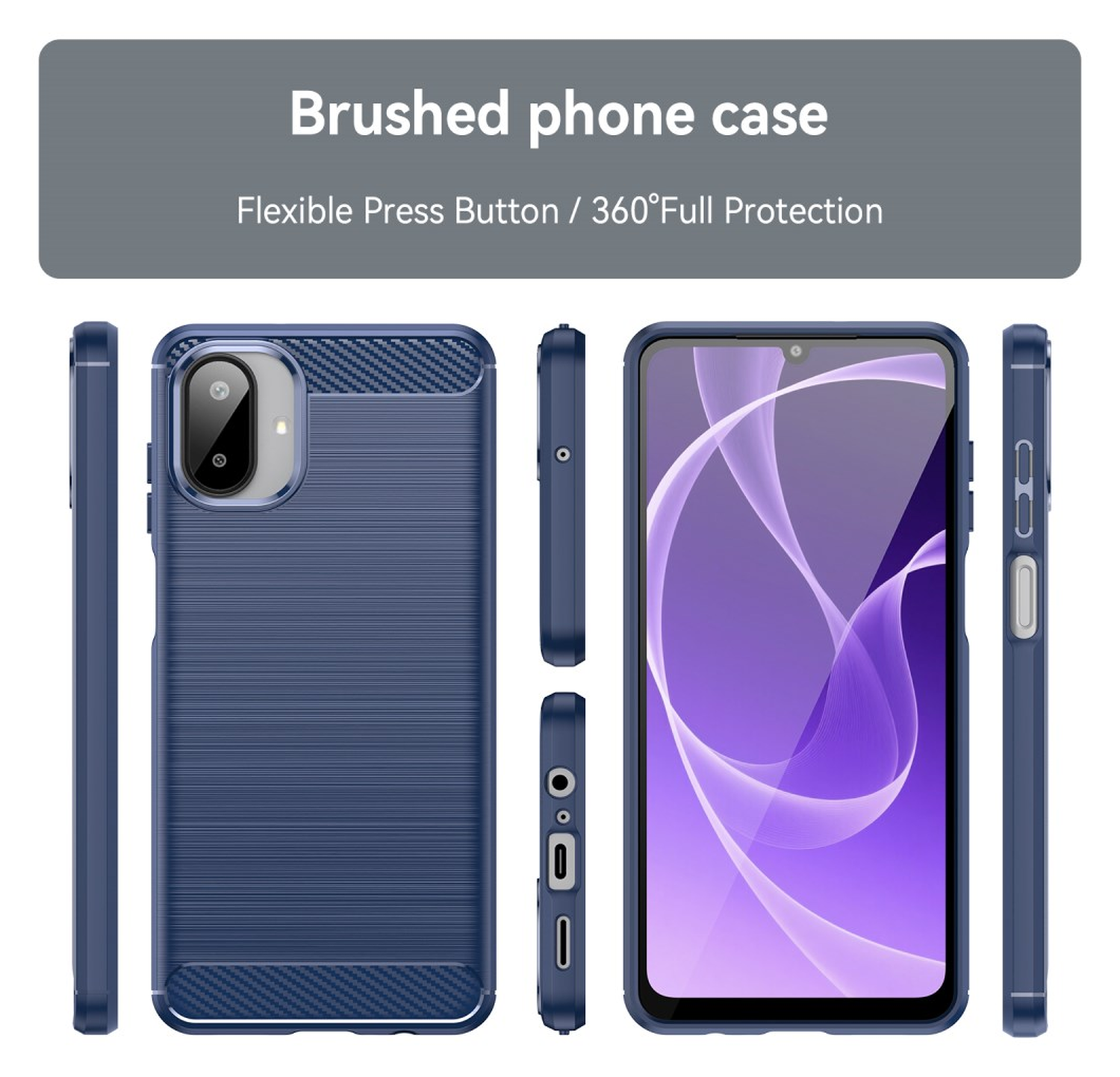 Samsung Galaxy A07 Hoesje Geborsteld TPU Flexibele Back Cover Blauw afbeelding 8