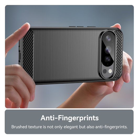 Google Pixel 10 / 10 Pro Hoesje Geborsteld TPU Flexibele Back Cover Zwart afbeelding 2