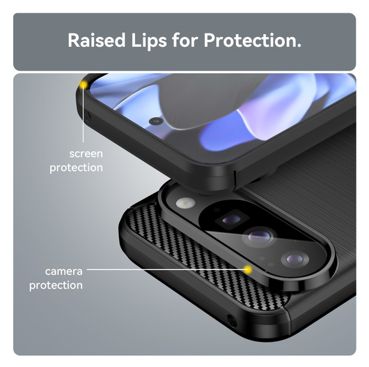 Google Pixel 10 / 10 Pro Hoesje Geborsteld TPU Flexibele Back Cover Zwart afbeelding 4