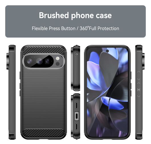 Google Pixel 10 / 10 Pro Hoesje Geborsteld TPU Flexibele Back Cover Zwart afbeelding 8