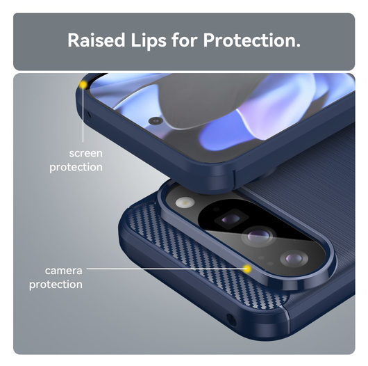 Google Pixel 10 / 10 Pro Hoesje Geborsteld TPU Flexibele Back Cover Blauw afbeelding 4