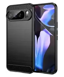 Google Pixel 10 Pro XL Hoesje Geborsteld TPU Flexibele Back Cover Zwart afbeelding