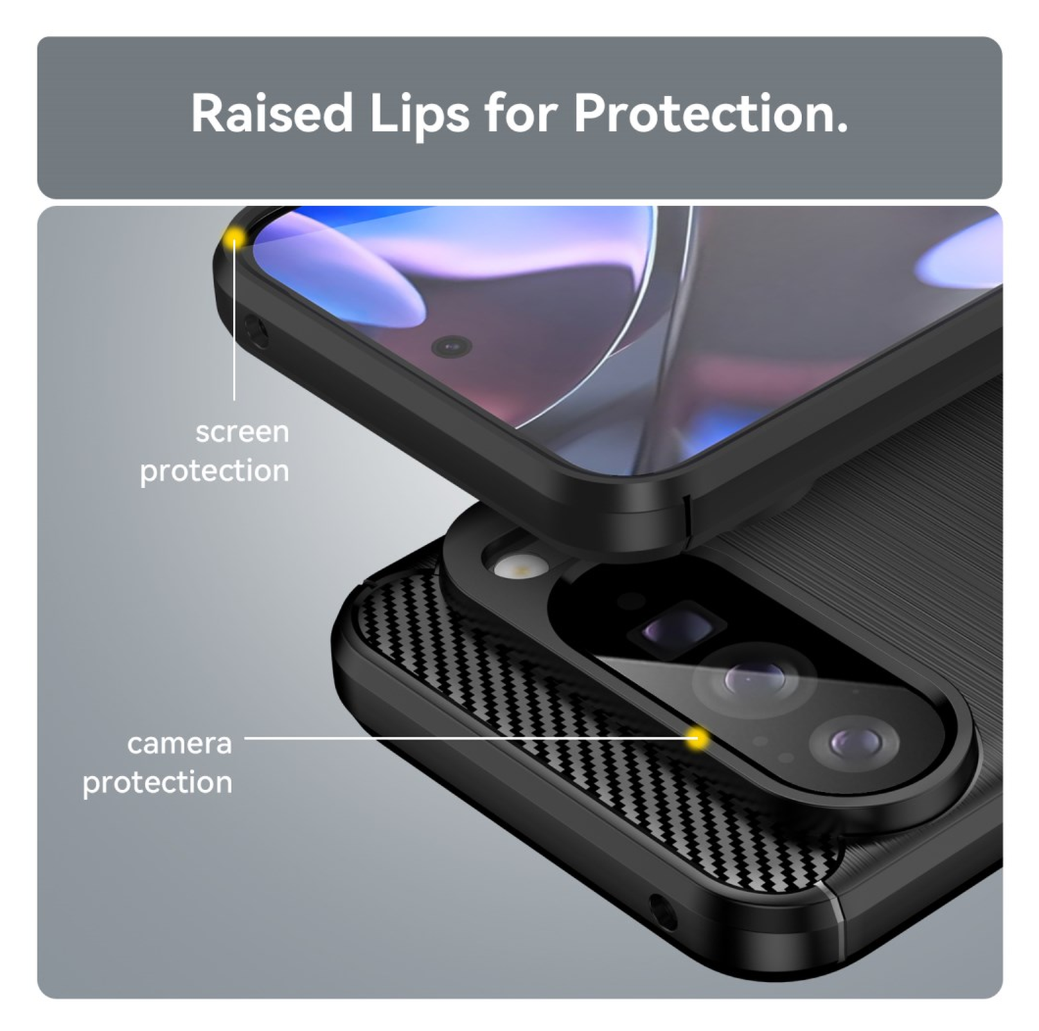 Google Pixel 10 Pro XL Hoesje Geborsteld TPU Flexibele Back Cover Zwart afbeelding 4