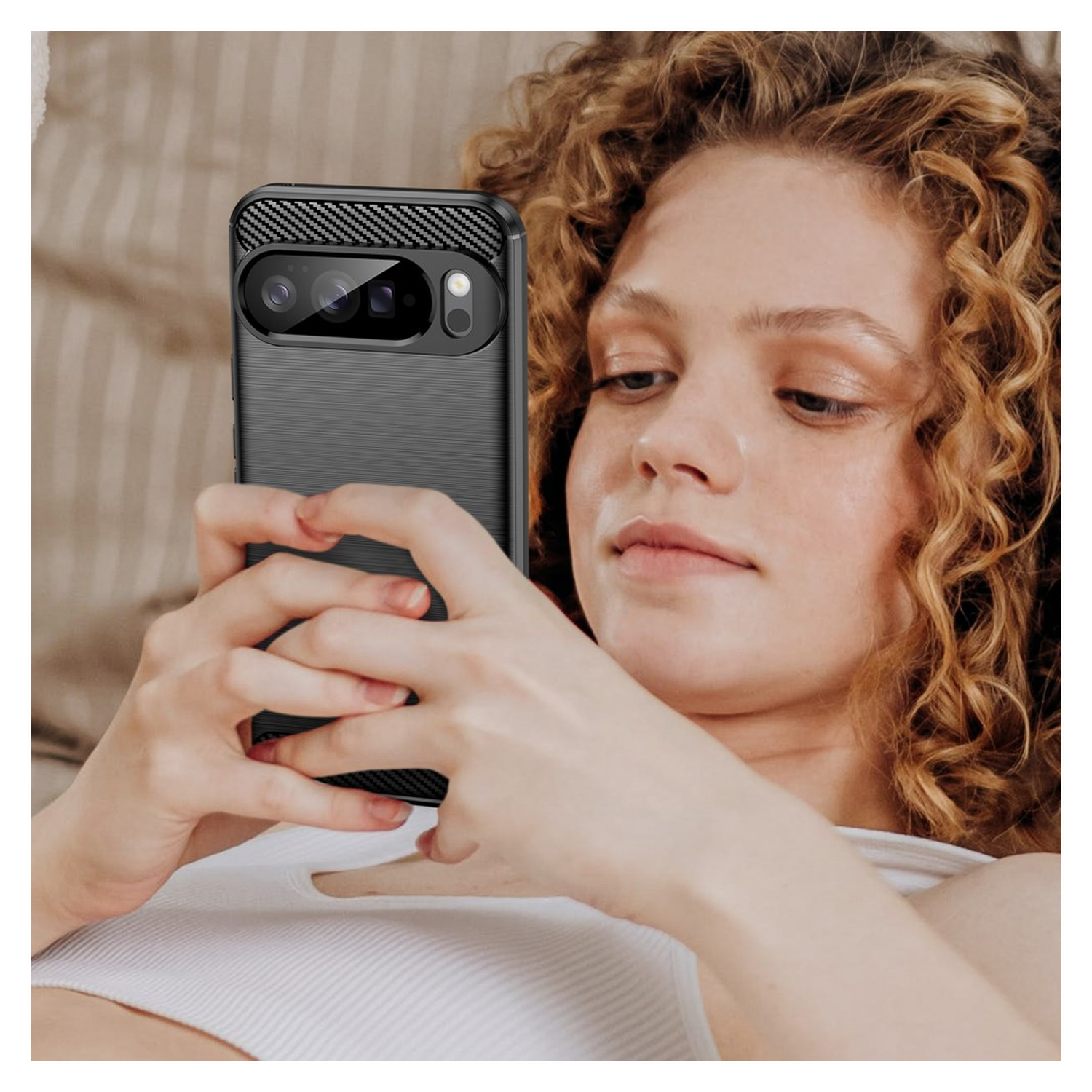 Google Pixel 10 Pro XL Hoesje Geborsteld TPU Flexibele Back Cover Zwart afbeelding 9