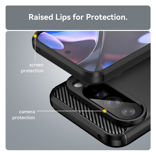 Google Pixel 10 Pro XL Hoesje Geborsteld TPU Flexibele Back Cover Zwart afbeelding 4