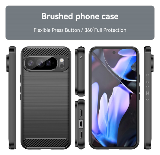 Google Pixel 10 Pro XL Hoesje Geborsteld TPU Flexibele Back Cover Zwart afbeelding 8
