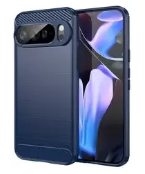 Google Pixel 10 Pro XL Hoesje Geborsteld TPU Flexibele Back Cover Blauw afbeelding