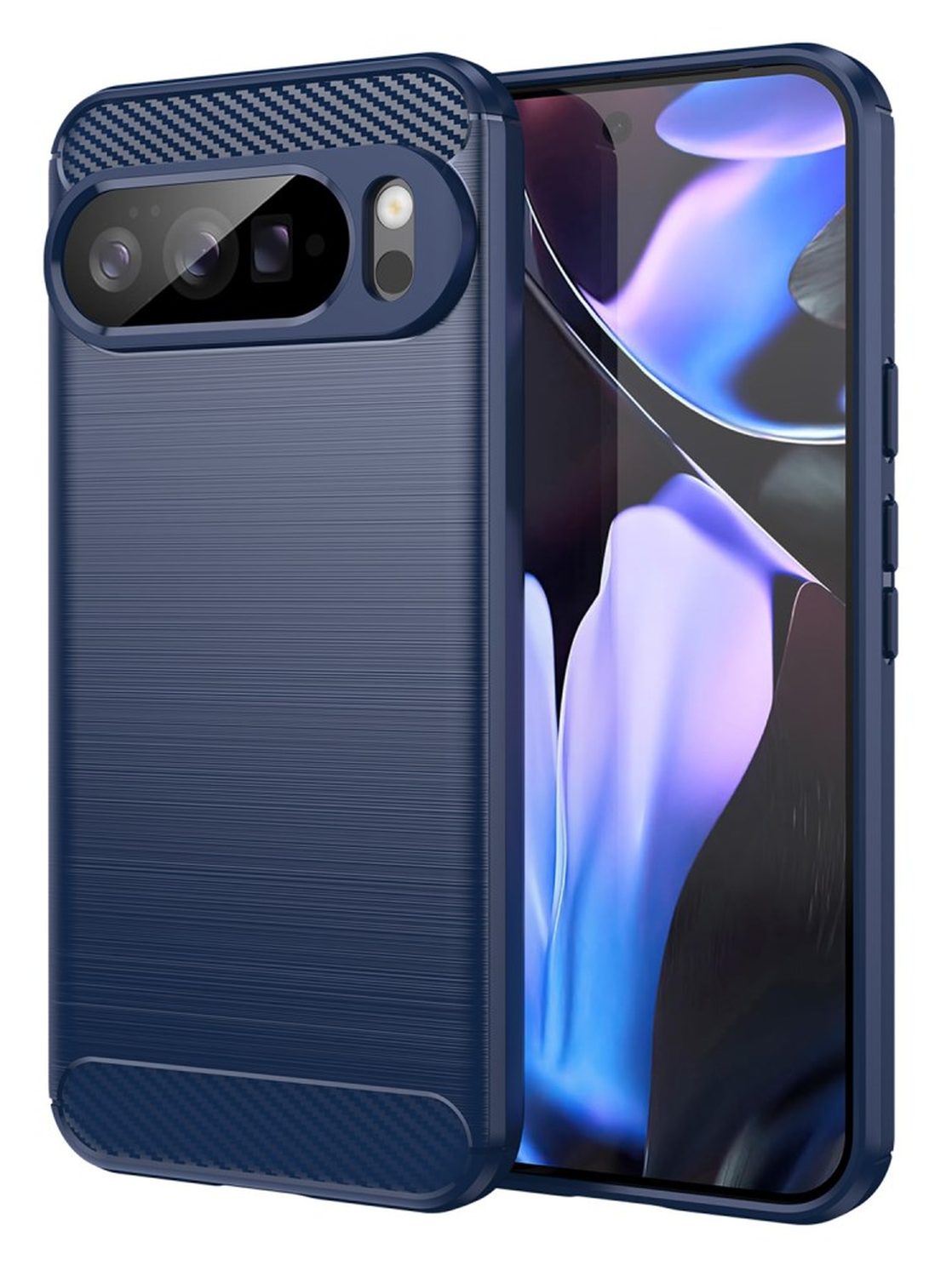 Google Pixel 10 Pro XL Hoesje Geborsteld TPU Flexibele Back Cover Blauw afbeelding 1