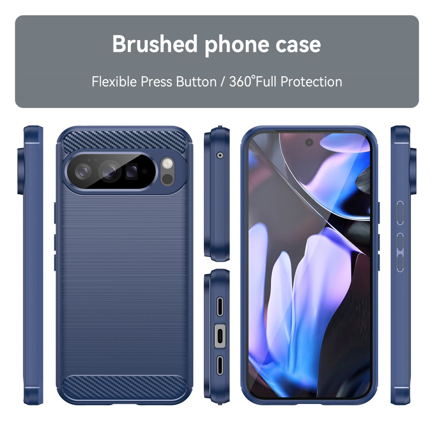 Google Pixel 10 Pro XL Hoesje Geborsteld TPU Flexibele Back Cover Blauw afbeelding 8