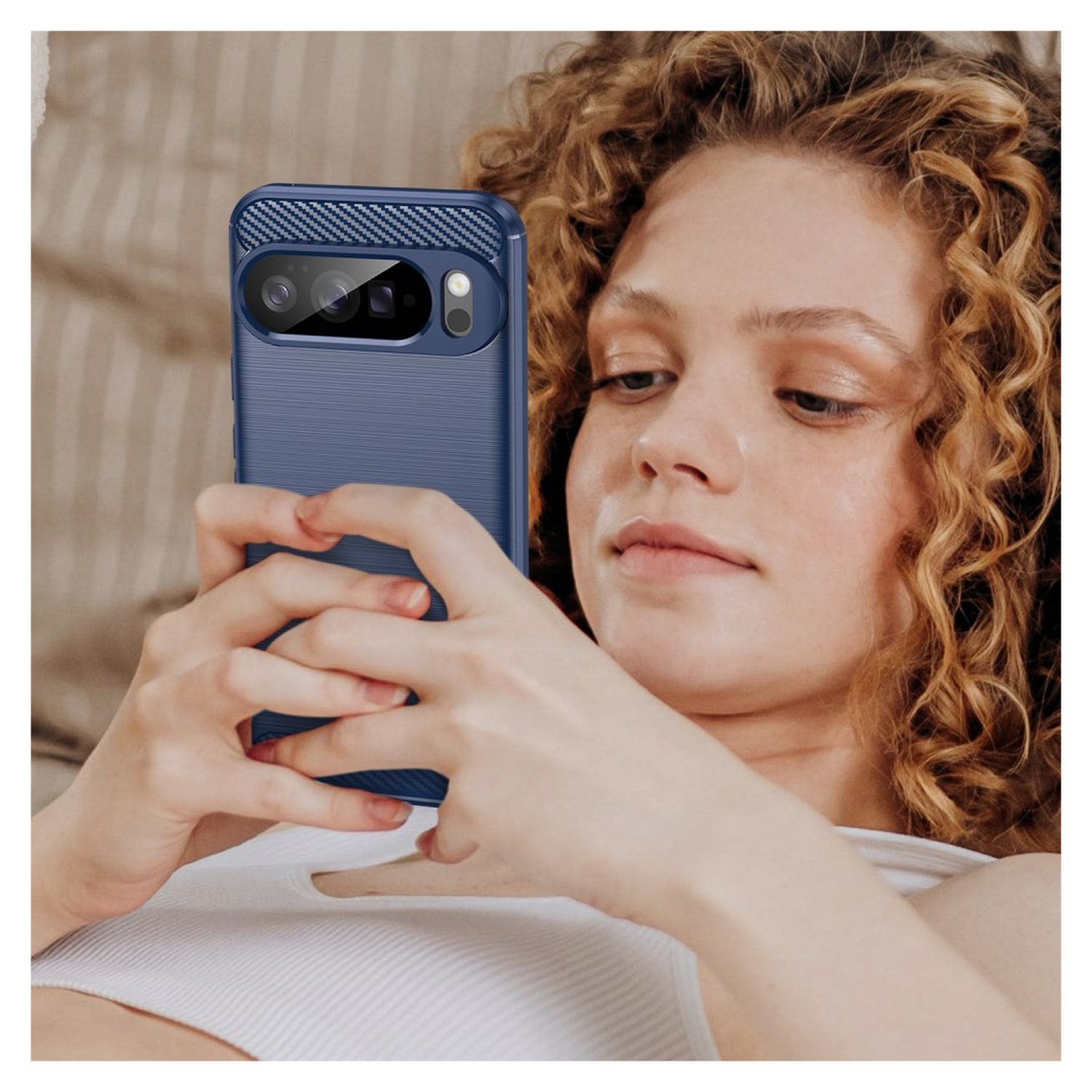 Google Pixel 10 Pro XL Hoesje Geborsteld TPU Flexibele Back Cover Blauw afbeelding 9
