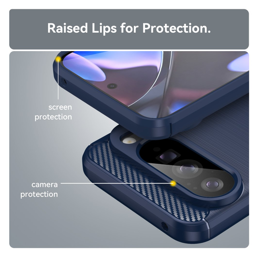 Google Pixel 10 Pro XL Hoesje Geborsteld TPU Flexibele Back Cover Blauw afbeelding 4