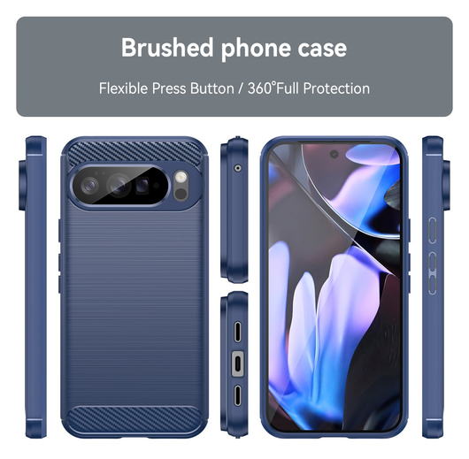 Google Pixel 10 Pro XL Hoesje Geborsteld TPU Flexibele Back Cover Blauw afbeelding 8