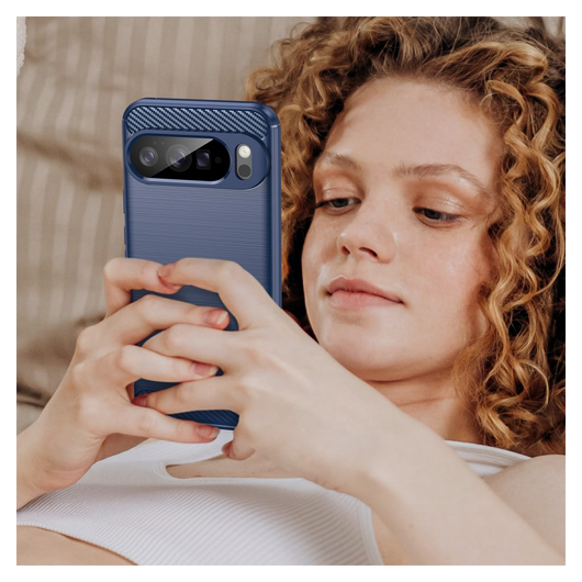 Google Pixel 10 Pro XL Hoesje Geborsteld TPU Flexibele Back Cover Blauw afbeelding 9