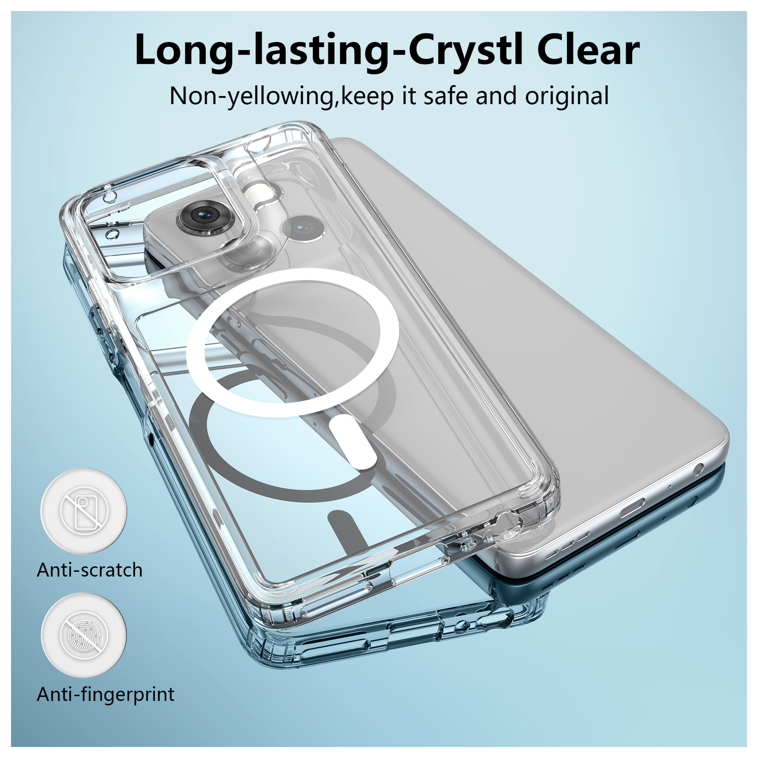 Motorola Moto G56 Hoesje Hard Back Cover met MagSafe Transparant afbeelding 3