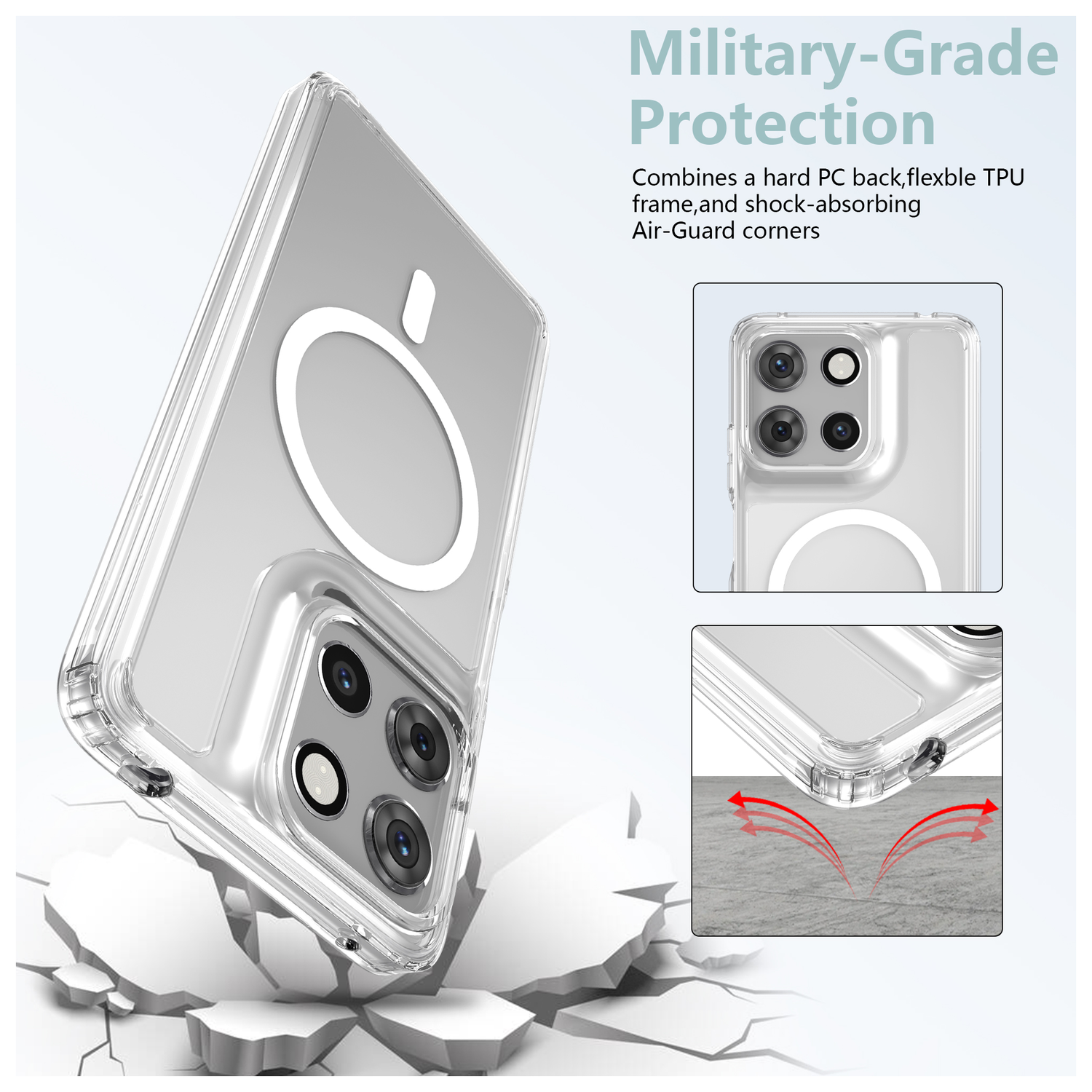 Motorola Moto G56 Hoesje Hard Back Cover met MagSafe Transparant afbeelding 4