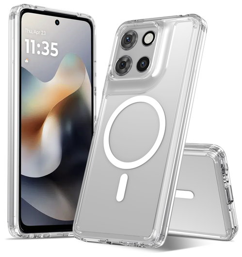 Motorola Moto G56 Hoesje Hard Back Cover met MagSafe Transparant afbeelding 1