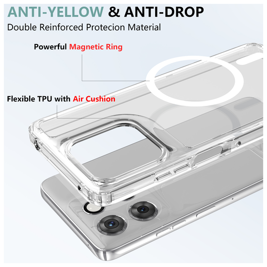 Motorola Moto G56 Hoesje Hard Back Cover met MagSafe Transparant afbeelding 5