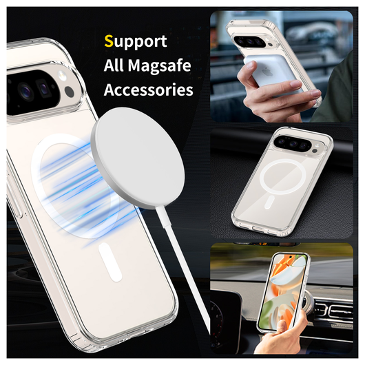 Google Pixel 10/10 Pro Hoesje MagSafe Hard Back Cover PixelSnap Transparant afbeelding 3