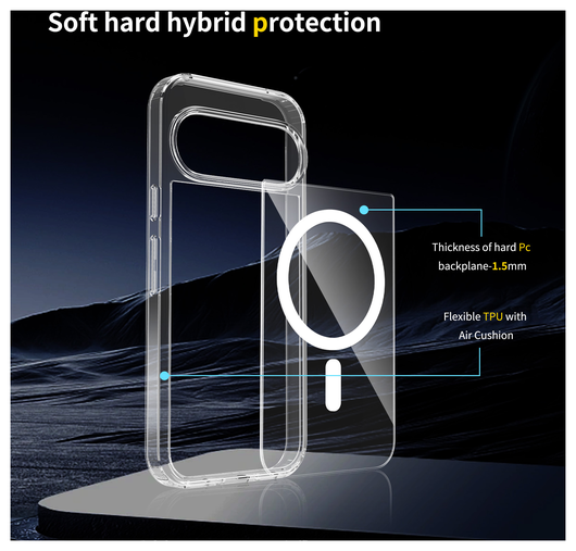 Google Pixel 10/10 Pro Hoesje MagSafe Hard Back Cover PixelSnap Transparant afbeelding 4