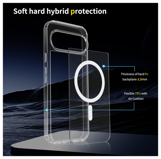 Google Pixel 10 Pro XL Hoesje MagSafe Hard Back Cover PixelSnap Transparant afbeelding 5