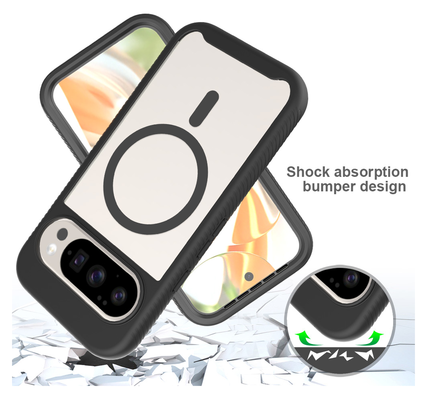 Google Pixel 10 / 10 Pro Hoesje Full Protect PixelSnap Cover MagSafe/Qi2 Zwart afbeelding 2