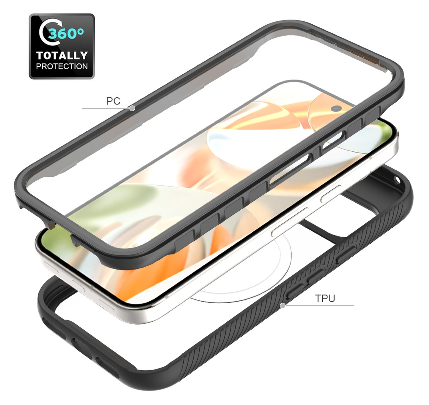 Google Pixel 10 / 10 Pro Hoesje Full Protect PixelSnap Cover MagSafe/Qi2 Zwart afbeelding 4