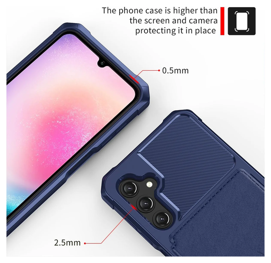 Samsung Galaxy A17 Hoesje 3-in-1 Pasjes Portemonnee Back Cover Blauw afbeelding 6