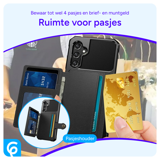 Samsung Galaxy A17 Hoesje 3-in-1 Pasjes Portemonnee Back Cover Zwart afbeelding 2