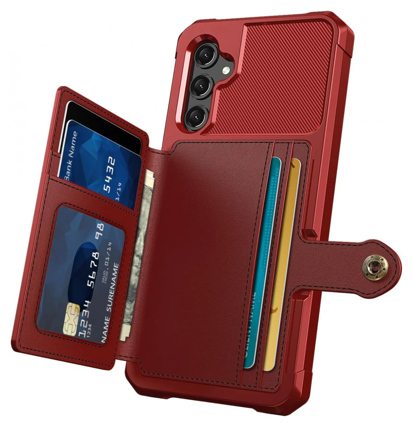 Samsung Galaxy A17 Hoesje 3-in-1 Pasjes Portemonnee Back Cover Rood afbeelding 6
