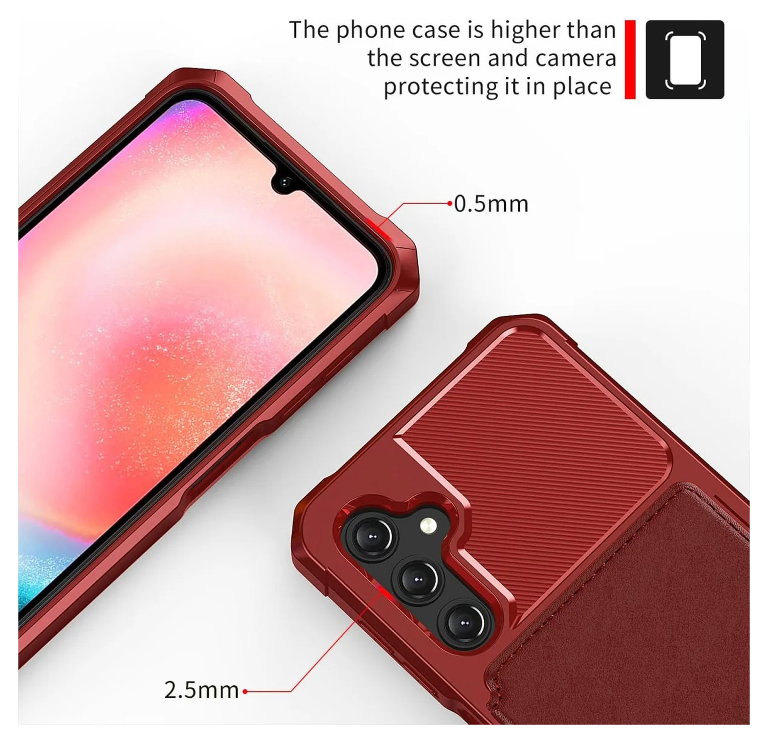 Samsung Galaxy A17 Hoesje 3-in-1 Pasjes Portemonnee Back Cover Rood afbeelding 7