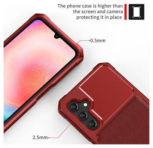 Samsung Galaxy A17 Hoesje 3-in-1 Pasjes Portemonnee Back Cover Rood afbeelding 7
