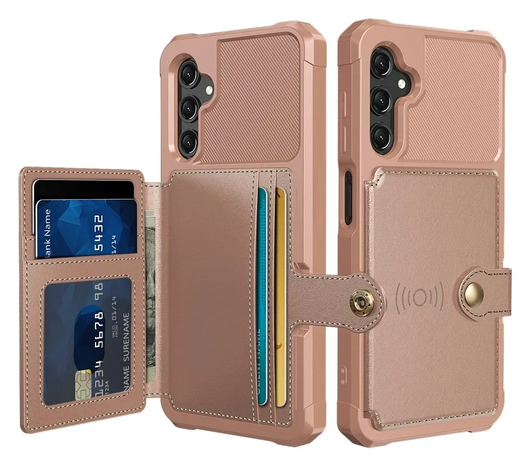 Samsung Galaxy A17 Hoesje 3-in-1 Pasjes Portemonnee Back Cover Roze afbeelding 1