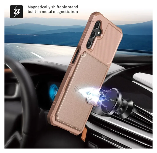 Samsung Galaxy A17 Hoesje 3-in-1 Pasjes Portemonnee Back Cover Roze afbeelding 3