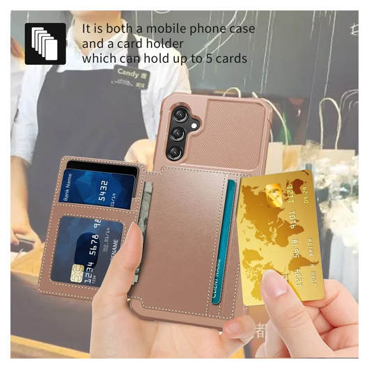 Samsung Galaxy A17 Hoesje 3-in-1 Pasjes Portemonnee Back Cover Roze afbeelding 4