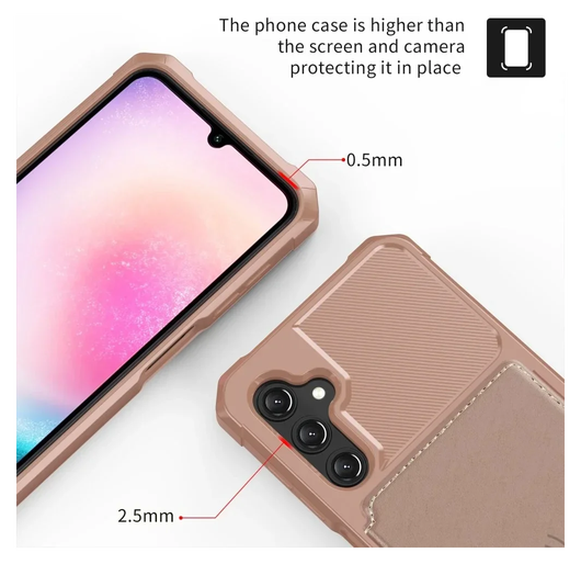 Samsung Galaxy A17 Hoesje 3-in-1 Pasjes Portemonnee Back Cover Roze afbeelding 7