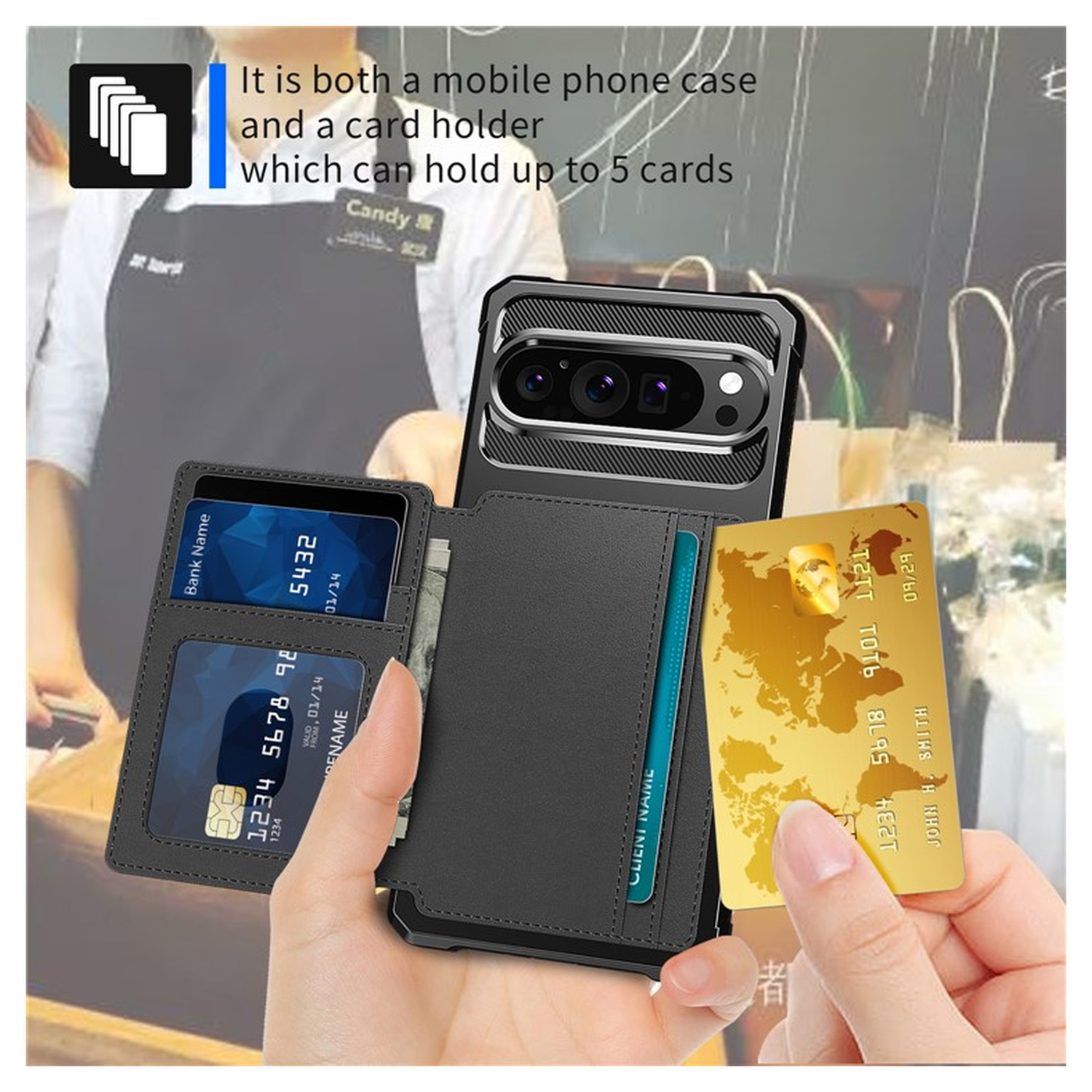 Google Pixel 10 / 10 Pro Hoesje 3-in-1 Pasjes Portemonnee Back Cover Zwart afbeelding 5