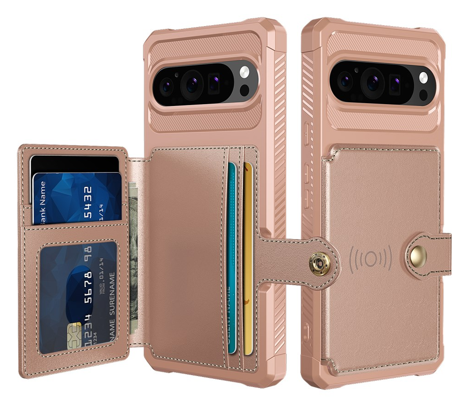 Google Pixel 10 / 10 Pro Hoesje 3-in-1 Pasjes Portemonnee Back Cover Roze afbeelding 1