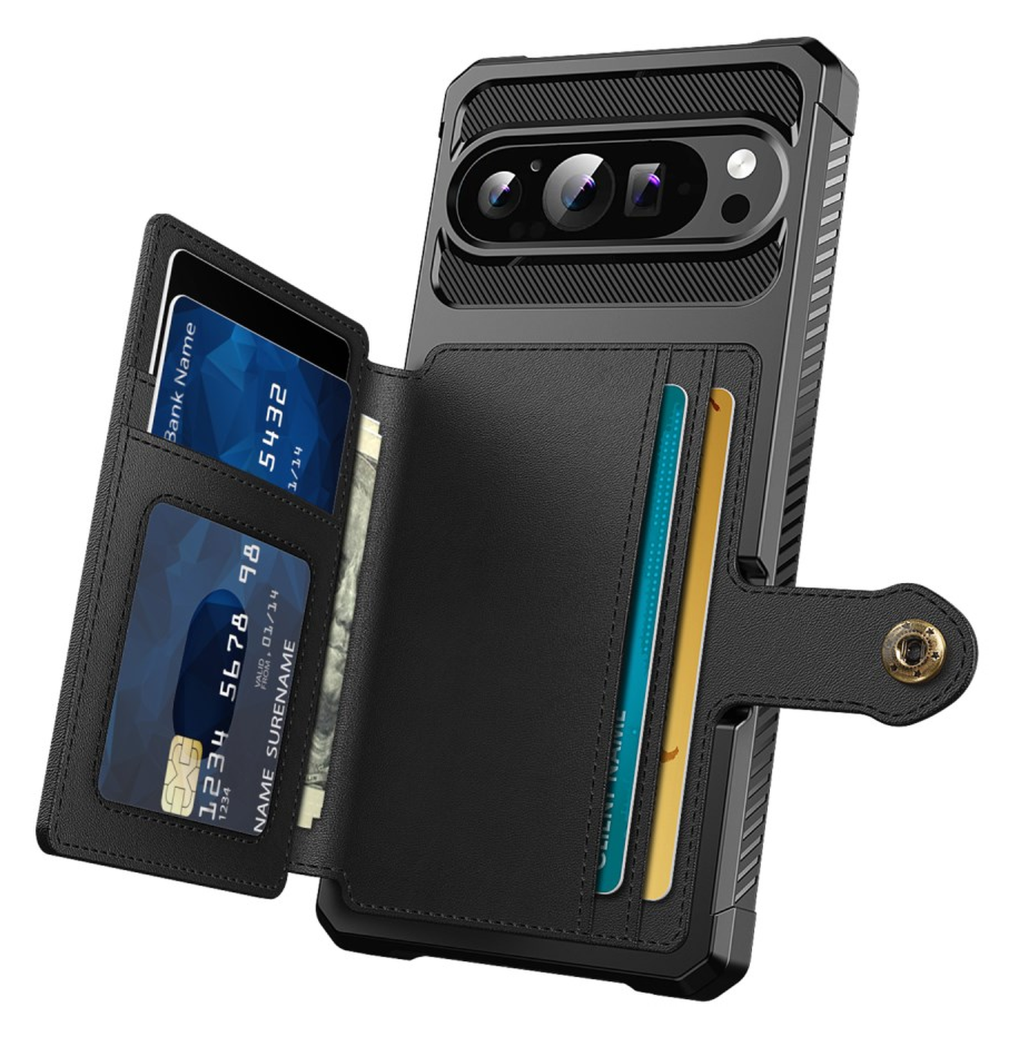 Google Pixel 10 Pro XL Hoesje 3-in-1 Pasjes Portemonnee Back Cover Zwart afbeelding 2