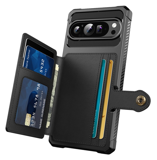 Google Pixel 10 Pro XL Hoesje 3-in-1 Pasjes Portemonnee Back Cover Zwart afbeelding 2