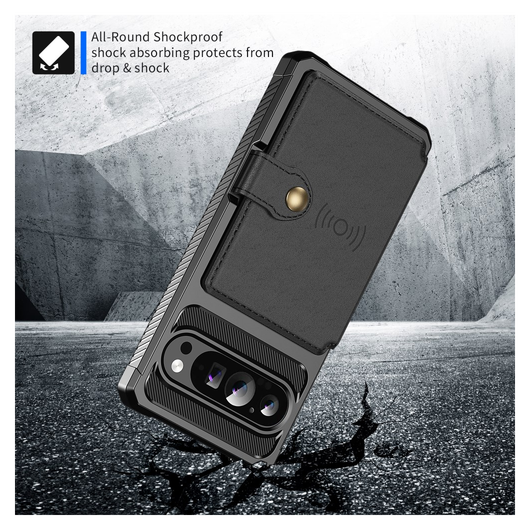Google Pixel 10 Pro XL Hoesje 3-in-1 Pasjes Portemonnee Back Cover Zwart afbeelding 4