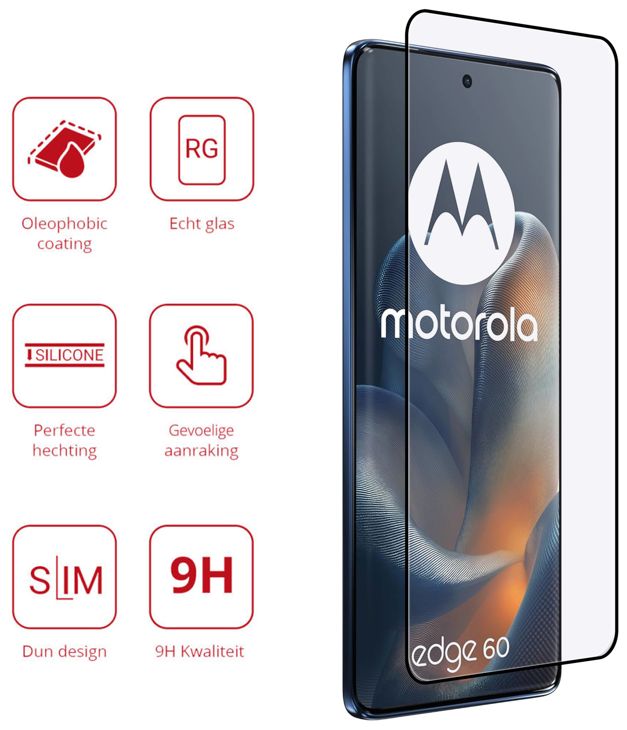 Rosso Motorola Edge 60 9H Tempered Glass Screen Protector afbeelding 2