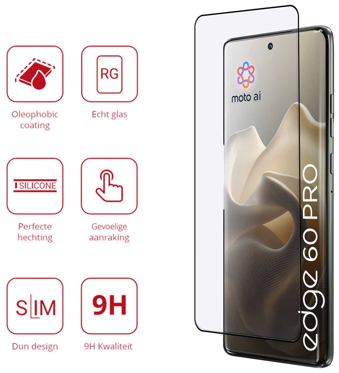 Rosso Motorola Edge 60 Pro 9H Tempered Glass Screen Protector afbeelding 2