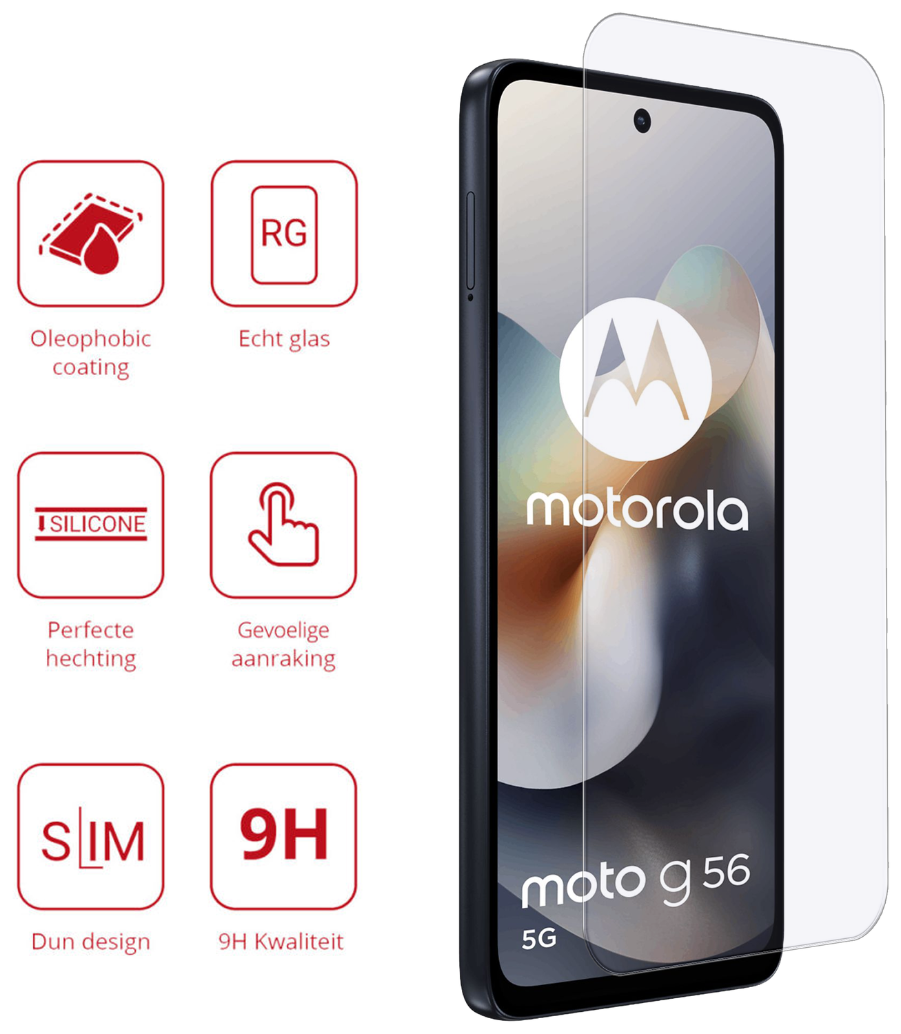 Rosso Motorola Moto G56 9H Tempered Glass Screen Protector afbeelding 2